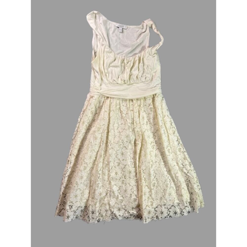 Delia's sleeveless ruched bodice floral lace dress M made in USA